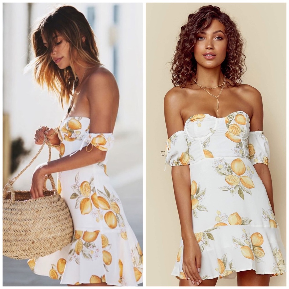 For Love & Lemons Lemonade Off Shoulder Mini Dress